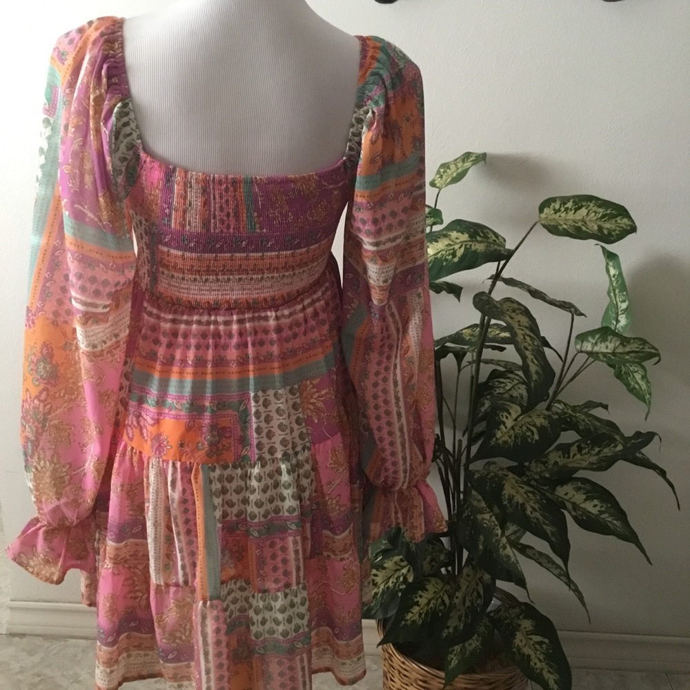 🌹Host Pick🌹 Flying Tomato Pink and Multicolor Boho Dress - Picture 5 of 7